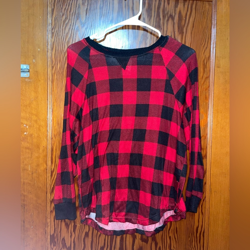 Plaid Red and Black PJ Top
